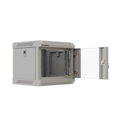 RACKOVÁ SKŘÍŇ 10" NÁSTĚNNÁ 4U/300X300 (FLAT PACK) S PROSKLENÝMI DVEŘMI ŠEDÁ