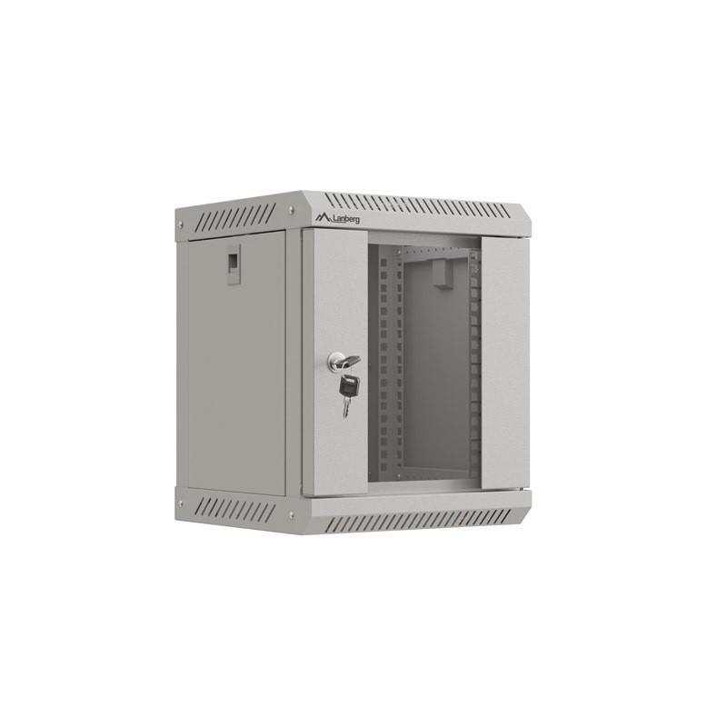 RACKOVÁ SKŘÍŇ 10" NÁSTĚNNÁ 6U/300X300 (FLAT PACK) S PROSKLENÝMI DVEŘMI ŠEDÁ