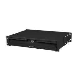 19" ZÁSUVKA 2U/483X360MM MAX. NOSNOST DO 90 KG 4BODOVÁ MONTÁŽ ČERNÁ