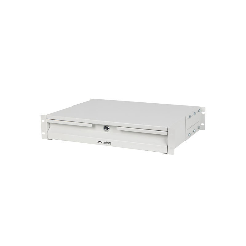 19" ZÁSUVKA 2U/483X360MM MAX. NOSNOST DO 90 KG 4BODOVÁ MONTÁŽ ŠEDÝ
