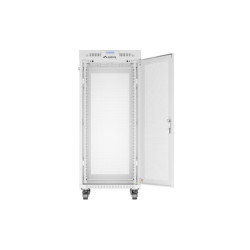 RACKOVÁ SKŘÍŇ 19" VOLNĚ STOJÍCÍ 27U/600X800 (FLAT PACK) SE SÍŤOVANÝMI DVEŘMI LCD ŠEDÁ