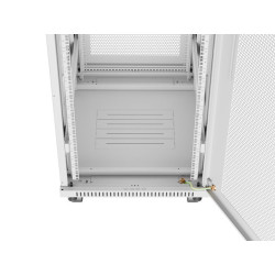 RACKOVÁ SKŘÍŇ 19" VOLNĚ STOJÍCÍ 27U/600X800 (FLAT PACK) SE SÍŤOVANÝMI DVEŘMI LCD ŠEDÁ