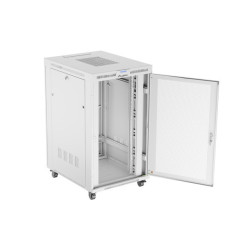 RACKOVÁ SKŘÍŇ 19" VOLNĚ STOJÍCÍ 27U/800X1000 (FLAT PACK) SE SÍŤOVÝMI DVEŘMI LCD ŠEDÁ