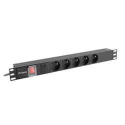 NAPÁJECÍ DISTRIBUČNÍ JEDNOTKA (PDU) 19"  1U 16A 2M 5X FRANCOUZSKÉ ZÁSUVKY ČERNÁ