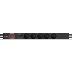 NAPÁJECÍ DISTRIBUČNÍ JEDNOTKA (PDU) 19"  1U 16A 2M 5X FRANCOUZSKÉ ZÁSUVKY ČERNÁ