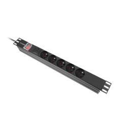 NAPÁJECÍ DISTRIBUČNÍ JEDNOTKA (PDU) 19"  1U 16A 2M 5X FRANCOUZSKÉ ZÁSUVKY ČERNÁ