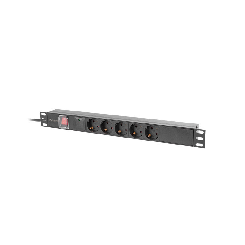 NAPÁJECÍ DISTRIBUČNÍ JEDNOTKA (PDU) 19" 1U 16A 2M 5X SCHUKO ZÁSUVKY ČERNÁ NAPÁJECÍ DISTRIBUČNÍ JEDNOTKA (PDU) 19" 1U 16A 2M 5X SCHUKO ZÁSUVKY ČERNÁ