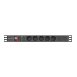 NAPÁJECÍ DISTRIBUČNÍ JEDNOTKA (PDU) 19"  1U 16A 2M 5X SCHUKO ZÁSUVKY ČERNÁ