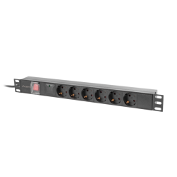 NAPÁJECÍ DISTRIBUČNÍ JEDNOTKA (PDU) 19"  1U 16A 2M 6X SCHUKO ZÁSUVKY ČERNÁ