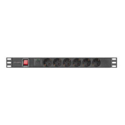 NAPÁJECÍ DISTRIBUČNÍ JEDNOTKA (PDU) 19"  1U 16A 2M 6X SCHUKO ZÁSUVKY ČERNÁ