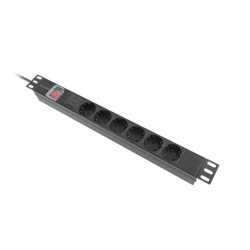 NAPÁJECÍ DISTRIBUČNÍ JEDNOTKA (PDU) 19"  1U 16A 2M 6X SCHUKO ZÁSUVKY ČERNÁ