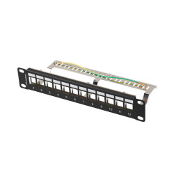 PATCH PANEL 12 PORTŮ 1U 19" FTP PRO MODULY KEYSTONE ČERNÝ  V2
