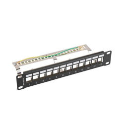 PATCH PANEL 12 PORTŮ 1U 19" FTP PRO MODULY KEYSTONE ČERNÝ  V2