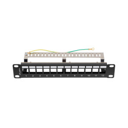 PATCH PANEL 12 PORTŮ 1U 19" FTP PRO MODULY KEYSTONE ČERNÝ  V2