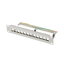 PATCH PANEL 12 PORTŮ 1U 19" FTP PRO MODULY KEYSTONE ŠEDÝ  V2