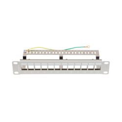 PATCH PANEL 12 PORTŮ 1U 19" FTP PRO MODULY KEYSTONE ŠEDÝ  V2