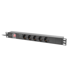 19"  1U 10A 2M 5X SCHUKO ZÁSUVKY ČERNÁ C14