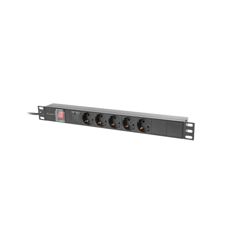 19"  1U 10A 2M 5X SCHUKO ZÁSUVKY ČERNÁ C14
