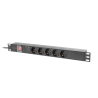 19"  1U 10A 2M 5X SCHUKO ZÁSUVKY ČERNÁ C14