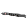 19"  1U 10A 2M 5X SCHUKO ZÁSUVKY ČERNÁ C14