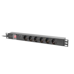 NAPÁJECÍ DISTRIBUČNÍ JEDNOTKA (PDU) 19"  1U 10A 2M 6X SCHUKO ZÁSUVKY ČERNÁ C14
