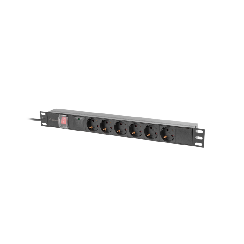 NAPÁJECÍ DISTRIBUČNÍ JEDNOTKA (PDU) 19" 1U 10A 2M 6X SCHUKO ZÁSUVKY ČERNÁ C14 NAPÁJECÍ DISTRIBUČNÍ JEDNOTKA (PDU) 19" 1U 10A 2M 6X SCHUKO ZÁSUVKY ČERNÁ C14