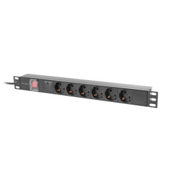 NAPÁJECÍ DISTRIBUČNÍ JEDNOTKA (PDU) 19"  1U 10A 2M 6X SCHUKO ZÁSUVKY ČERNÁ C14
