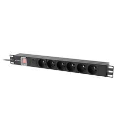 NAPÁJECÍ DISTRIBUČNÍ JEDNOTKA (PDU) 19"  1U 10A 2M 6X FRANCOUZSKÉ ZÁSUVKY ČERNÁ C14