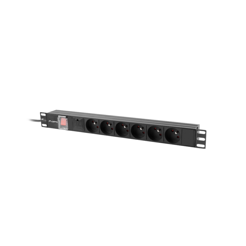 NAPÁJECÍ DISTRIBUČNÍ JEDNOTKA (PDU) 19"  1U 10A 2M 6X FRANCOUZSKÉ ZÁSUVKY ČERNÁ C14