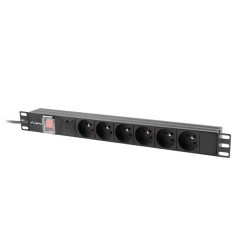 NAPÁJECÍ DISTRIBUČNÍ JEDNOTKA (PDU) 19"  1U 10A 2M 6X FRANCOUZSKÉ ZÁSUVKY ČERNÁ C14