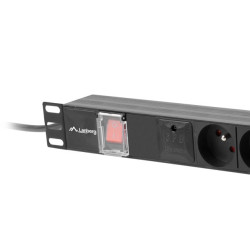 NAPÁJECÍ DISTRIBUČNÍ JEDNOTKA (PDU) 19"  1U 10A 2M 6X FRANCOUZSKÉ ZÁSUVKY ČERNÁ C14