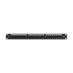 PATCH PANEL 24 PORTŮ 1U 19" CAT.5E UTP S POLICÍ ČERNÝ