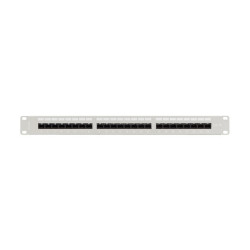 PATCH PANEL 24 PORTŮ 1U 19" CAT.5E UTP S POLICÍ ŠEDÝ
