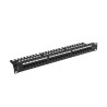 PATCH PANEL 24 PORTŮ 1U 19" CAT.6 UTP S POLICÍ ČERNÝ