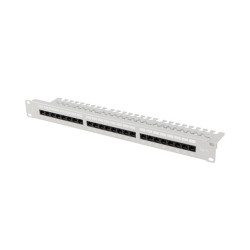 PATCH PANEL 24 PORTŮ 1U 19" CAT.6 UTP S POLICÍ ŠEDÝ