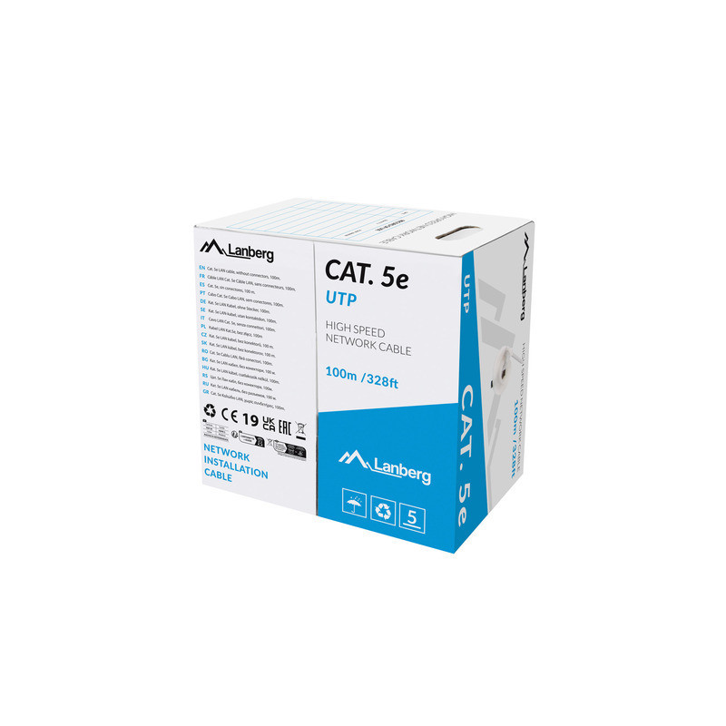 LAN KABEL CAT.5E UTP 100M SOLID CU GREY CPR