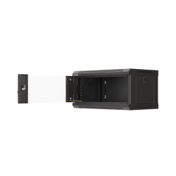RACKOVÁ SKŘÍŇ 19" NÁSTĚNNÁ 4U/540X350 (FLAT PACK) S PROSKLENÝMI DVEŘMI ČERNÁ
