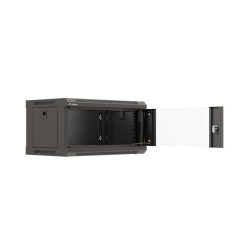 RACKOVÁ SKŘÍŇ 19" NÁSTĚNNÁ 4U/540X350 (FLAT PACK) S PROSKLENÝMI DVEŘMI ČERNÁ
