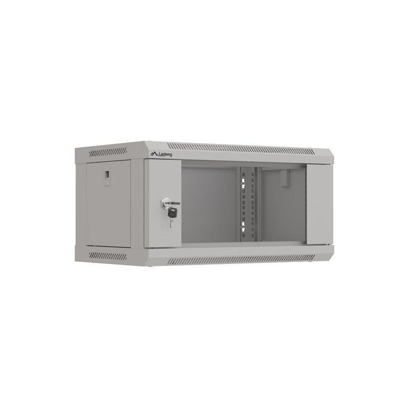 RACKOVÁ SKŘÍŇ 19" NÁSTĚNNÁ 4U/540X350 (FLAT PACK) S PROSKLENÝMI DVEŘMI ŠEDÁ