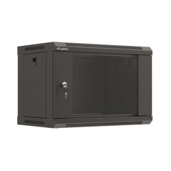 19" RACKOVÁ SKŘÍŇ PRO MONTÁŽ NA STĚNU 6U/540X350 (FLAT PACK) S PROSKLENÝMI DVEŘMI ČERNÁ