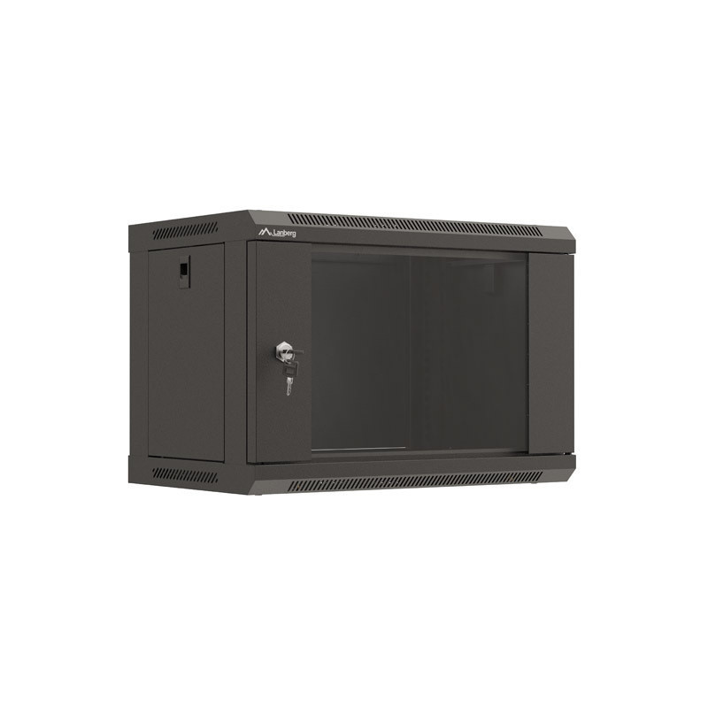 19" RACKOVÁ SKŘÍŇ PRO MONTÁŽ NA STĚNU 6U/540X350 (FLAT PACK) S PROSKLENÝMI DVEŘMI ČERNÁ