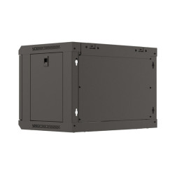 19" RACKOVÁ SKŘÍŇ PRO MONTÁŽ NA STĚNU 6U/540X350 (FLAT PACK) S PROSKLENÝMI DVEŘMI ČERNÁ