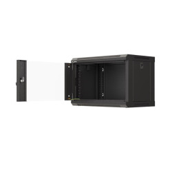 19" RACKOVÁ SKŘÍŇ PRO MONTÁŽ NA STĚNU 6U/540X350 (FLAT PACK) S PROSKLENÝMI DVEŘMI ČERNÁ