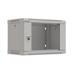 19" RACKOVÁ SKŘÍŇ PRO MONTÁŽ NA STĚNU 6U/540X350 (FLAT PACK) S PROSKLENÝMI DVEŘMI ŠEDÁ