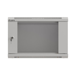 19" RACKOVÁ SKŘÍŇ PRO MONTÁŽ NA STĚNU 6U/540X350 (FLAT PACK) S PROSKLENÝMI DVEŘMI ŠEDÁ