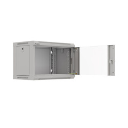 19" RACKOVÁ SKŘÍŇ PRO MONTÁŽ NA STĚNU 6U/540X350 (FLAT PACK) S PROSKLENÝMI DVEŘMI ŠEDÁ