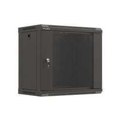 19" RACKOVÁ SKŘÍŇ PRO MONTÁŽ NA STĚNU 9U/540X350 (FLAT PACK) S PROSKLENÝMI DVEŘMI ČERNÁ