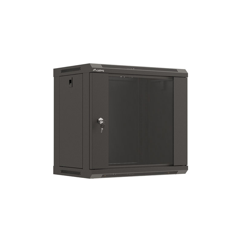 19" RACKOVÁ SKŘÍŇ PRO MONTÁŽ NA STĚNU 9U/540X350 (FLAT PACK) S PROSKLENÝMI DVEŘMI ČERNÁ