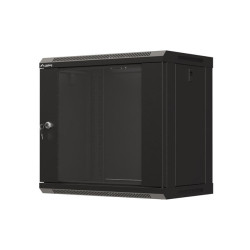 19" RACKOVÁ SKŘÍŇ PRO MONTÁŽ NA STĚNU 9U/540X350 (FLAT PACK) S PROSKLENÝMI DVEŘMI ČERNÁ