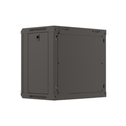 19" RACKOVÁ SKŘÍŇ PRO MONTÁŽ NA STĚNU 9U/540X350 (FLAT PACK) S PROSKLENÝMI DVEŘMI ČERNÁ